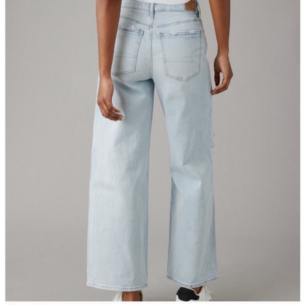 American Eagle Super High Rise Baggy Wide
Leg Ankle Jeans Strigid Denim Size 2 - Picture 2 of 13